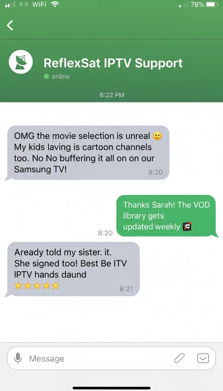 Customer review from Sarah in Texas about easy 2-minute setup on Samsung TV